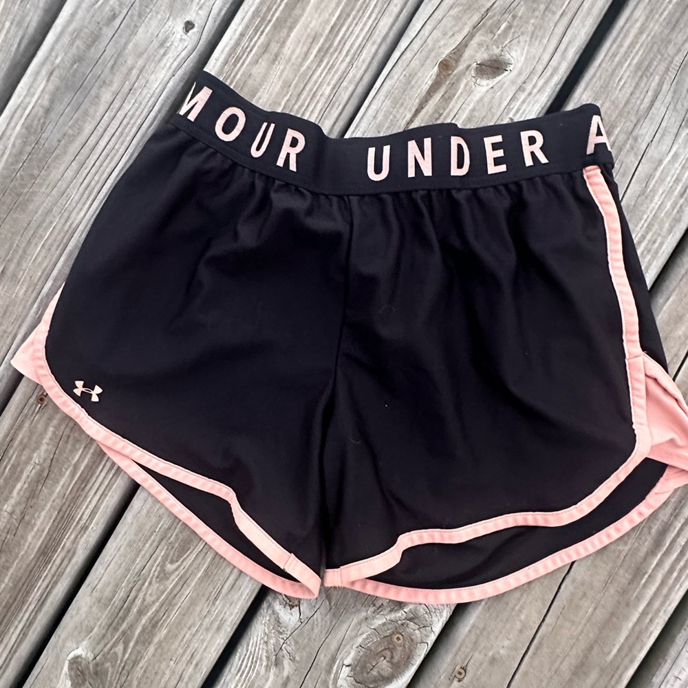 Under Armour Black and Pink Women's Athletic Shorts